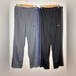 2-LOT Nike VINTAGE Track Pants Men’s Size Medium Black Polyester Side Stripping